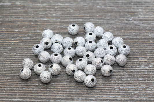 6mm Stardust Beads, Wrinkle Gumball Beads, Silver Gray Round Acrylic Loose Beads, Bubblegum Beads, Chunky Beads, Bubble Gum Beads, #891