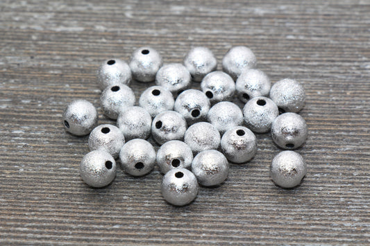 8mm Stardust Beads, Wrinkle Gumball Beads, Silver Gray Round Acrylic Loose Beads, Bubblegum Beads, Chunky Beads, Bubble Gum Beads, #892