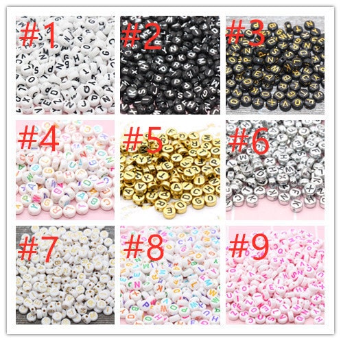 Alphabet Letter Acrylic Beads, Round Acrylic Beads, Plastic Letter Beads, Name Bracelet Beads, ABC Letter Beads, Name Beads, Name Inital 7mm