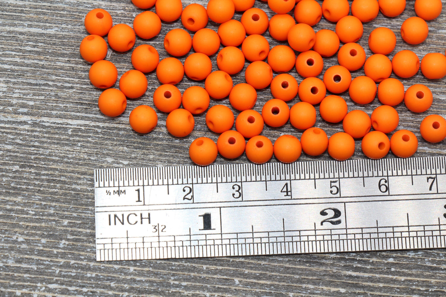 6mm Matte Orange Gumball Beads, Round Acrylic Loose Beads, Solid Bubblegum Beads, Chunky Beads, Round Plastic Beads #583