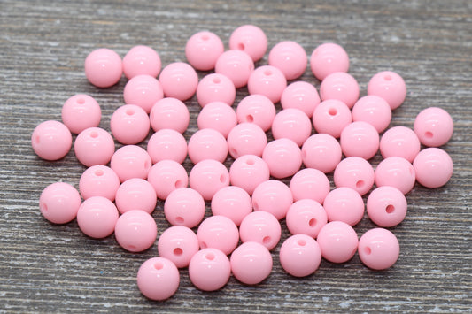8mm Pink Gumball Beads, Round Acrylic Loose Beads, Bubblegum Beads, Chunky Beads, Bubble Gum Beads, Smooth Plastic Round Beads #817