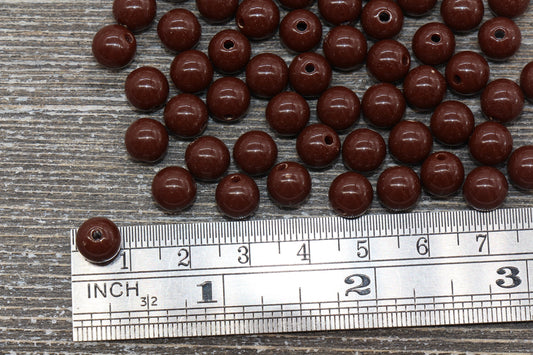 8mm Brown Gumball Beads, Round Acrylic Loose Beads, Bubblegum Beads, Chunky Beads, Bubble Gum Beads, Smooth Plastic Round Beads #825