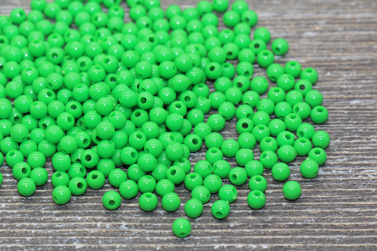 4mm Green Round Beads, Acrylic Gumball Beads, Green Round Spacer Beads, Bubblegum Beads, Plastic Round Smooth Bead #226