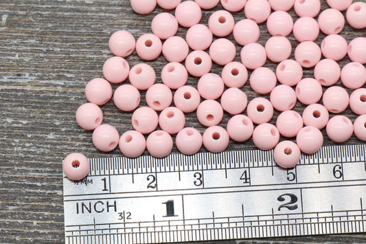 6mm Bubble Gum Pink Gumball Beads, Pink Round Acrylic Loose Beads, Bubblegum Beads, Chunky Beads, Smooth Plastic Round Beads #880