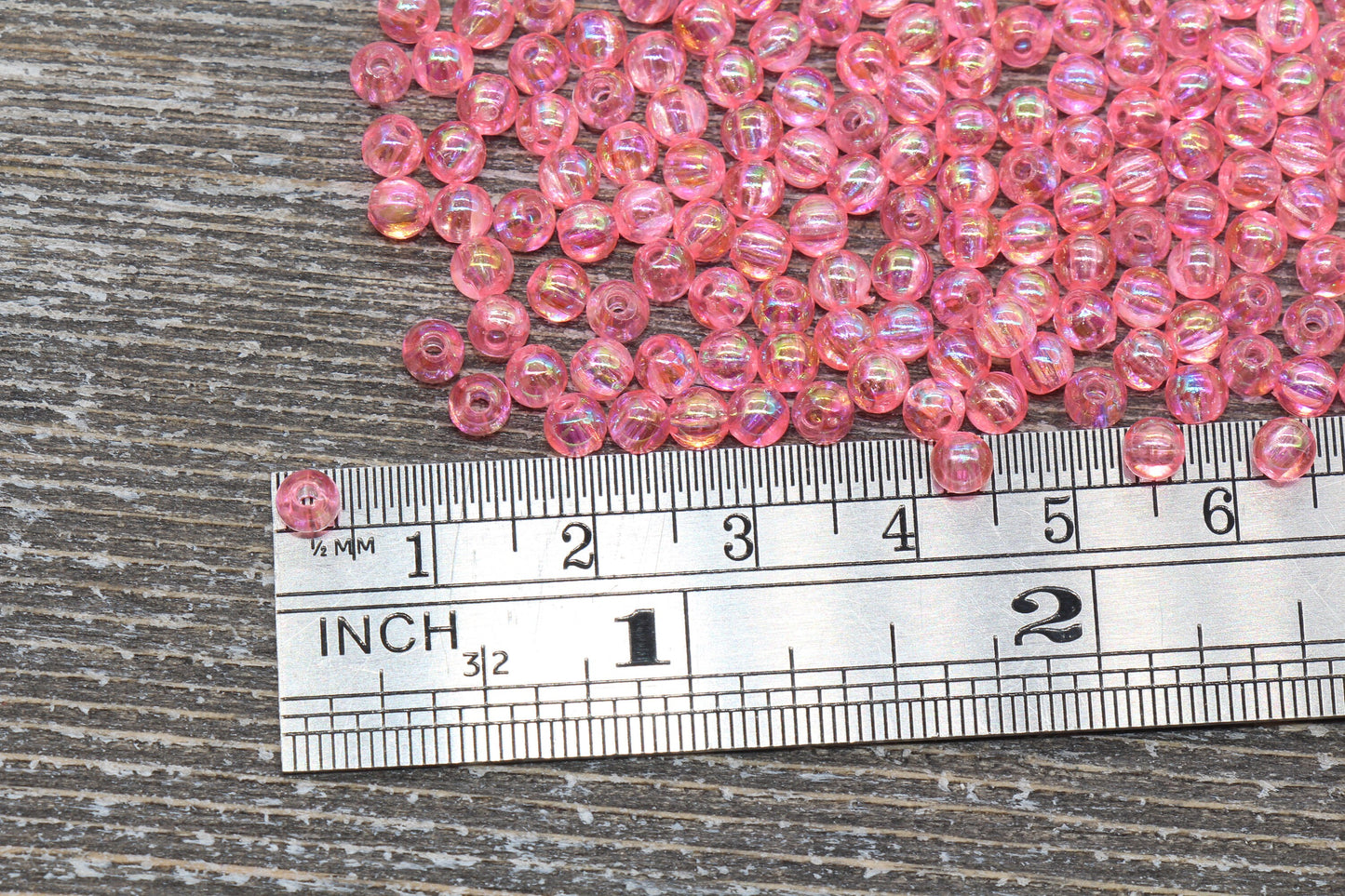 4mm Pink AB Round Beads, Iridescent Acrylic Gumball Beads, Transparent Round Spacer Beads, Bubblegum Beads, Plastic Round Bead #904
