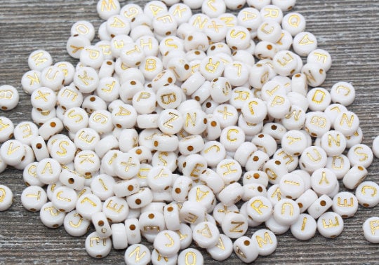 Alphabet Letter Acrylic Beads, Round Acrylic Beads, Plastic Letter Beads, Name Bracelet Beads, ABC Letter Beads, Name Beads, Name Inital 7mm