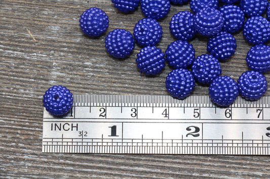 10mm Royal Blue Berry Beads, Imitation Pearl Acrylic Beads, Round Acrylic Loose Beads, Bubblegum Beads, Chunky Beads, Bubble Gum Beads, #799