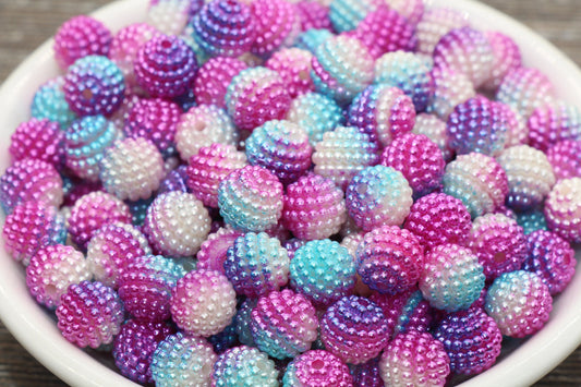 10mm Ombre Berry Beads, Imitation Pearl Acrylic Beads, Pearly Round Acrylic Loose Beads, Bubblegum Beads, Chunky Beads, #803