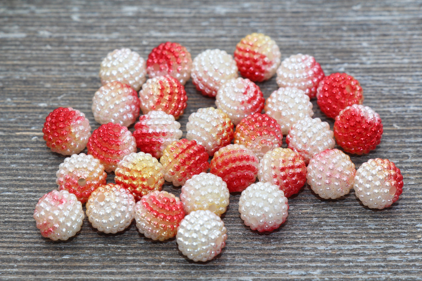 10mm Ombre Berry Beads, Imitation Pearl Acrylic Beads, Pearly Round Acrylic Loose Beads, Bubblegum Beads, Chunky Beads, #804