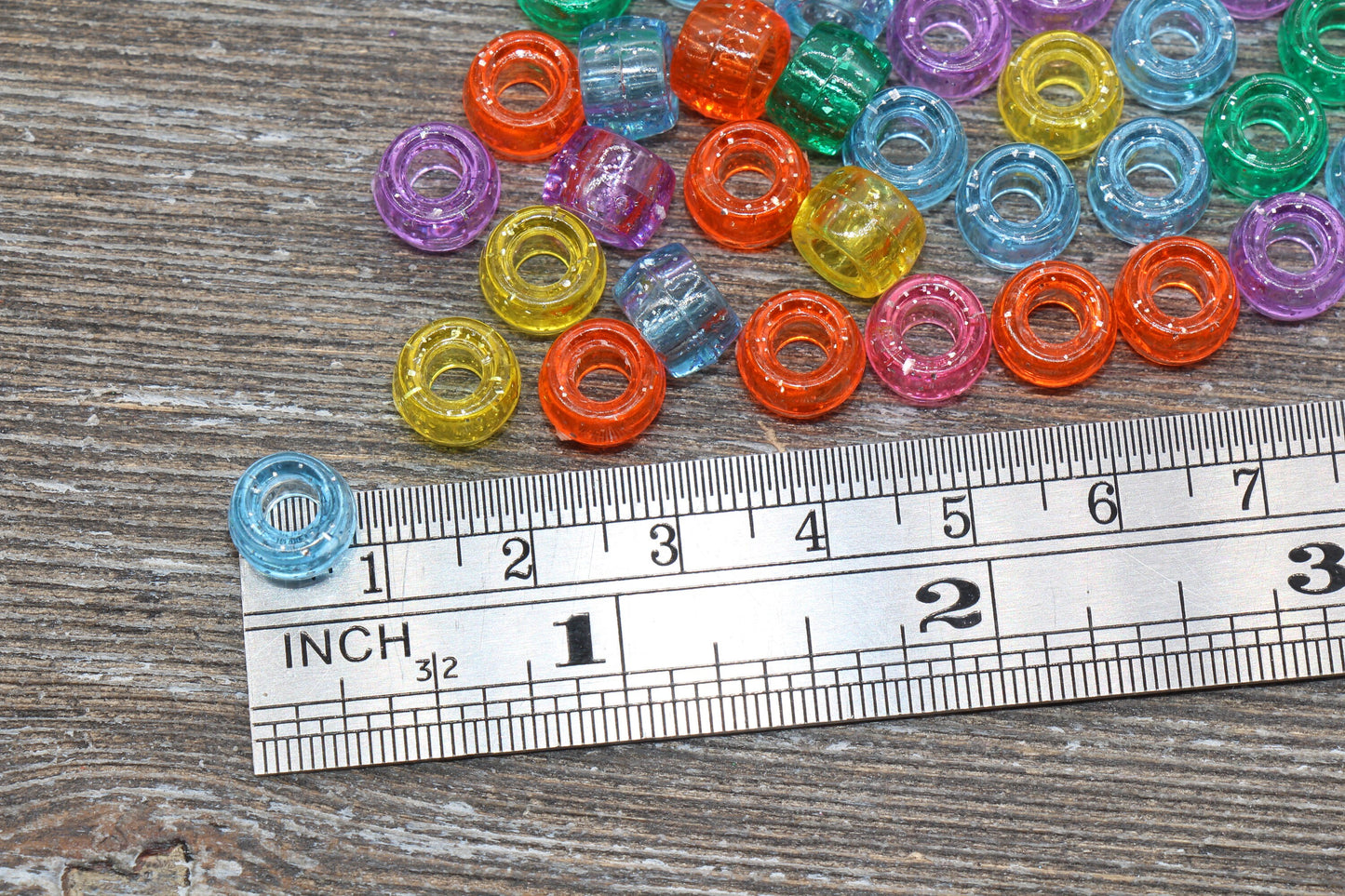 Multicolor Pony Beads, Glitter Pony Beads, Acrylic Smooth Translucent Loose Beads, Plastic Bubblegum Beads, Chunky Beads, Spacer Beads #807