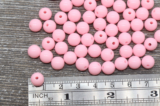 8mm Pink Gumball Beads, Round Acrylic Loose Beads, Bubblegum Beads, Chunky Beads, Bubble Gum Beads, Smooth Plastic Round Beads #817