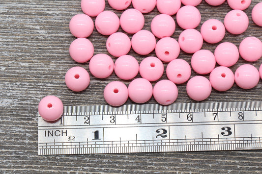 10mm Pink Gumball Beads, Round Acrylic Loose Beads, Bubblegum Beads, Chunky Beads, Gumball Beads, Smooth Plastic Round Beads #818