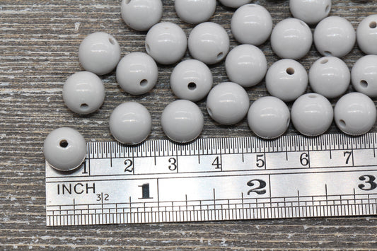 10mm Gray Gumball Beads, Round Acrylic Loose Beads, Bubblegum Beads, Chunky Beads, Gumball Beads, Smooth Plastic Round Beads #824
