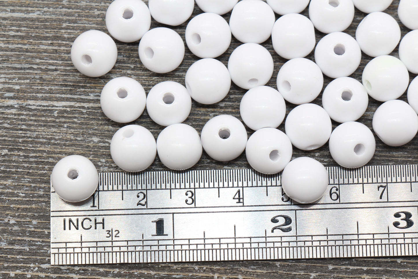 10mm White Gumball Beads, Round Acrylic White Loose Beads, Bubblegum Beads, Chunky Beads, Bubble Gum Beads, Smooth Plastic Round Beads #319