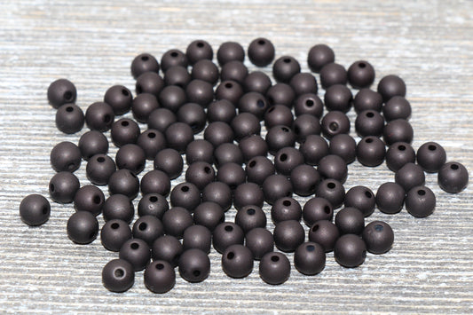 6mm Matte Black Gumball Beads, Round Acrylic Blue Loose Beads, Bubblegum Beads, Chunky Beads, Bubble Gum Beads, Smooth Round Beads #826