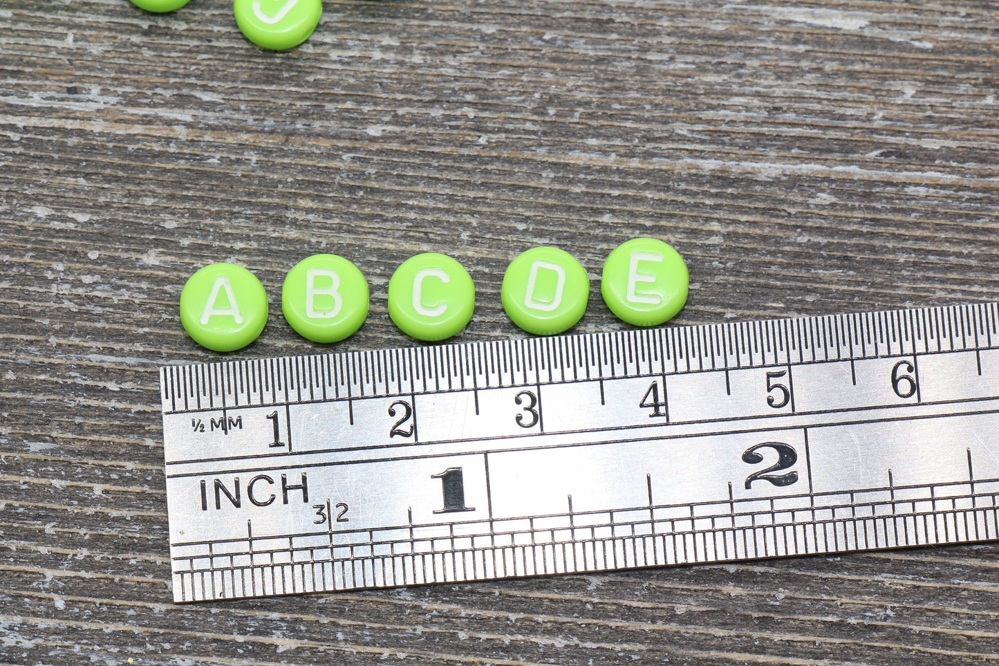 Green Alphabet Letter Beads, Mix Letter Beads, Acrylic Green and White Letter Beads, Round Acrylic Beads, Initial Beads, Name Beads 7mm #42
