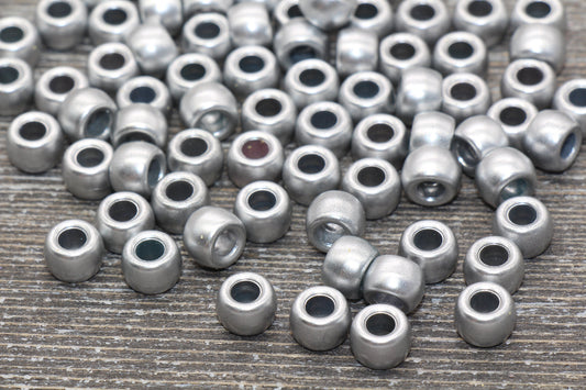 Matte Silver Pony Beads, Acrylic Loose Gold Beads, Plastic Bubblegum Beads, Chunky Beads, Spacer Beads #970