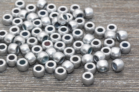 Matte Silver Pony Beads, Acrylic Loose Gold Beads, Plastic Bubblegum Beads, Chunky Beads, Spacer Beads #970