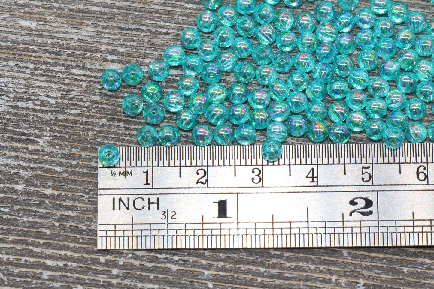 4mm Sea Green AB Round Beads, Iridescent Acrylic Gumball Beads, Transparent Round Spacer Beads, Bubblegum Beads, Plastic Round Bead #901