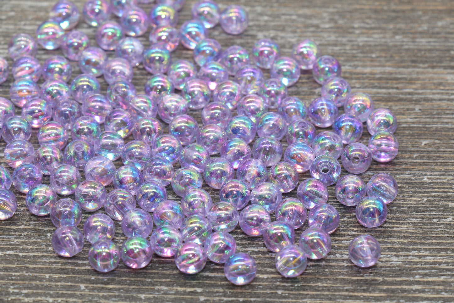 6mm Light Purple AB Round Beads, Iridescent Acrylic Gumball Beads, Transparent Round Spacer Beads, Bubblegum Beads, Plastic Round Bead #918