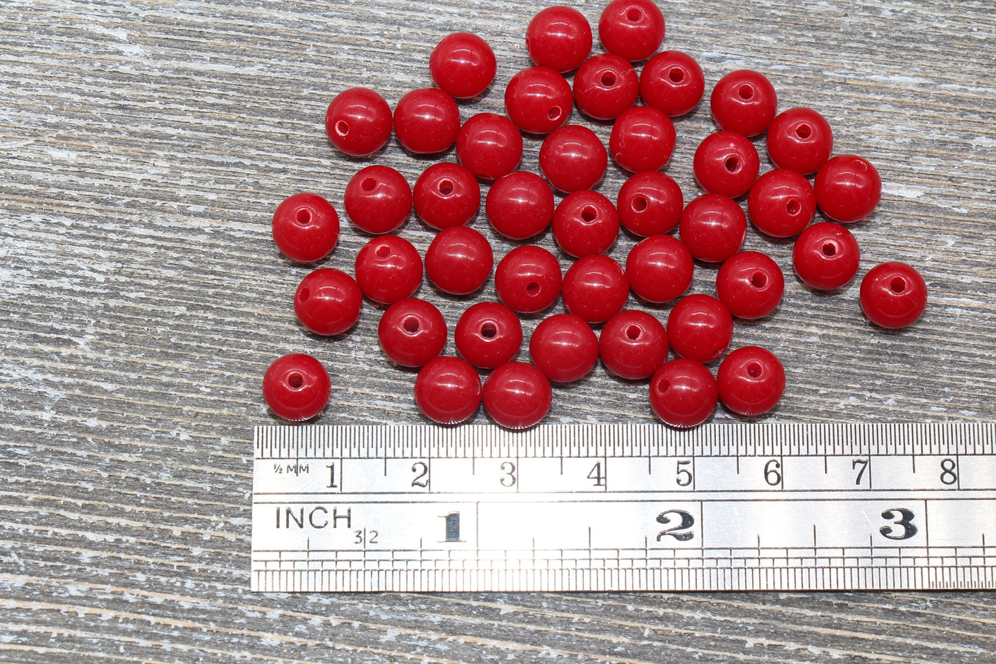 8mm Garnet Red Gumball Beads, Round Acrylic Loose Beads, Bubblegum Beads, Chunky Beads, Bubble Gum Beads, Smooth Plastic Round Beads #998