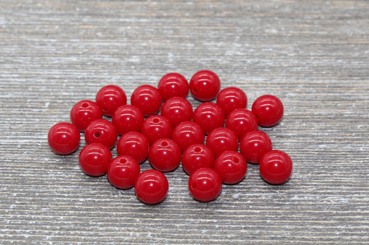 10mm Garnet Red Gumball Beads, Round Acrylic Loose Beads, Bubblegum Beads, Chunky Beads, Gumball Beads, Smooth Plastic Round Beads #999