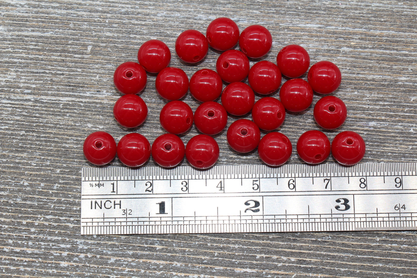 10mm Garnet Red Gumball Beads, Round Acrylic Loose Beads, Bubblegum Beads, Chunky Beads, Gumball Beads, Smooth Plastic Round Beads #999