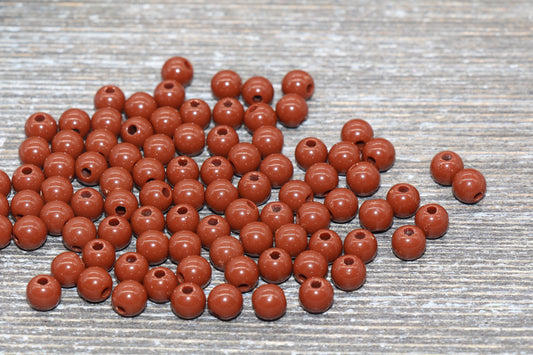 6mm Brown Gumball Beads, Round Acrylic Loose Beads, Chunky Beads, Bubblegum Beads, Smooth Plastic Beads #1001