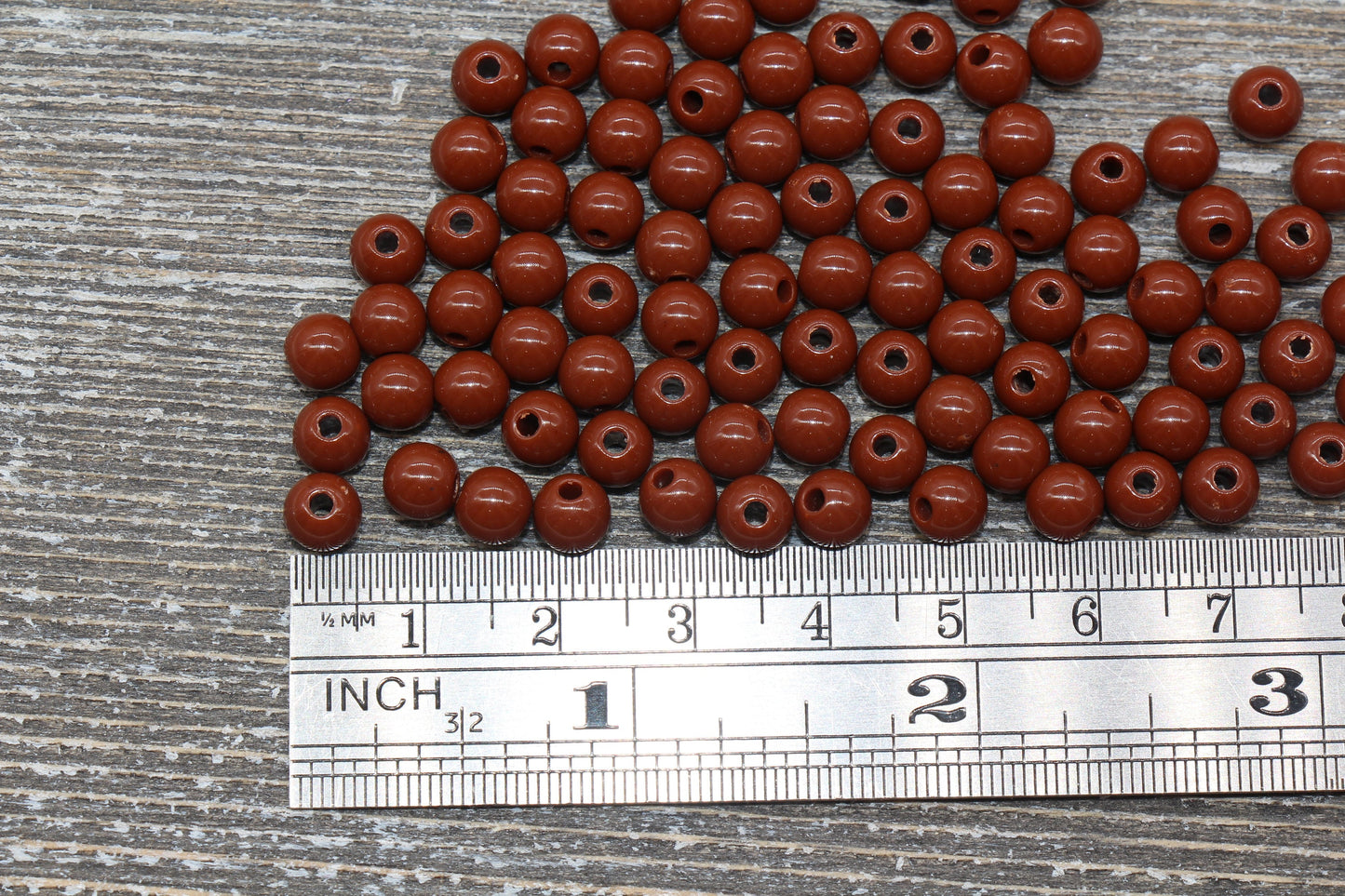 6mm Brown Gumball Beads, Round Acrylic Loose Beads, Chunky Beads, Bubblegum Beads, Smooth Plastic Beads #1001