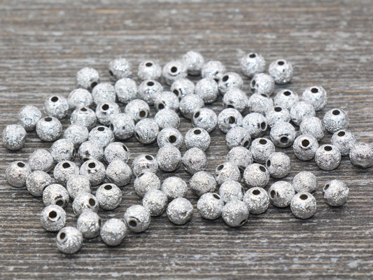 5mm Stardust Beads, Wrinkle Gumball Beads, Silver Gray Round Acrylic Loose Beads, Bubblegum Beads, Chunky Beads, Bubble Gum Beads, #975