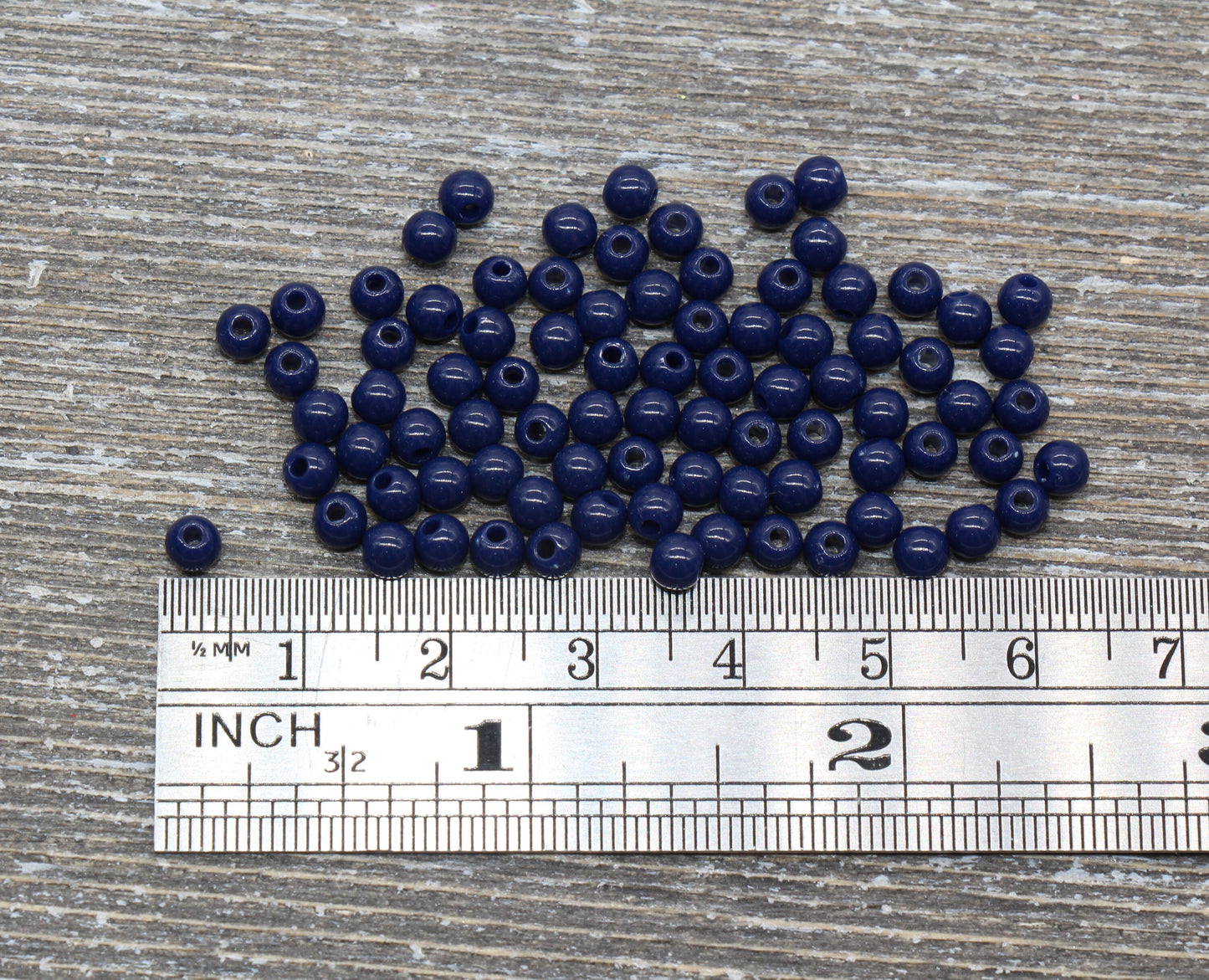 4mm Navy Blue Round Beads, Acrylic Gumball Beads, Round Spacer Beads, Bubblegum Beads, Plastic Round Smooth Bead #994