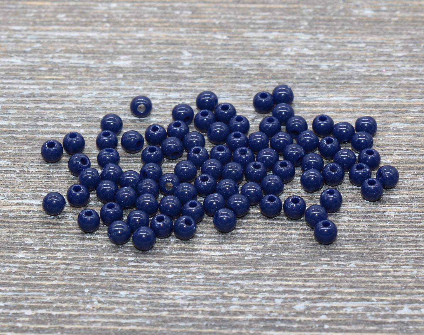 4mm Navy Blue Round Beads, Acrylic Gumball Beads, Round Spacer Beads, Bubblegum Beads, Plastic Round Smooth Bead #994