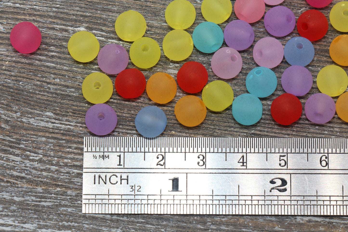 8mm Matte Multicolor Gumball Beads, Round Acrylic Loose Beads, Frosted Bubblegum Beads, Chunky Beads, Round Plastic Beads #737
