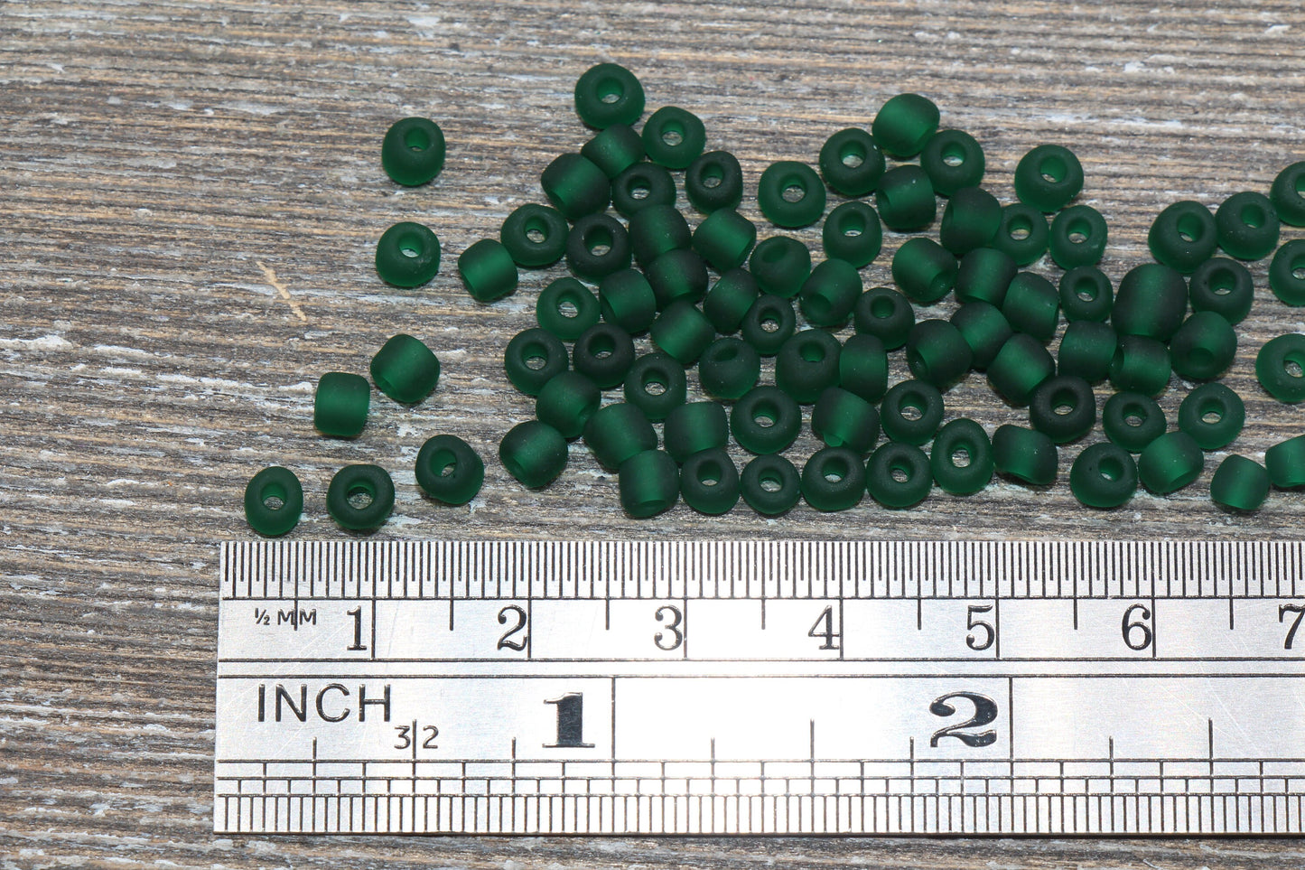 Matte Glass Seed Beads, 4mm 6/0 Glass Round Seed Beads, Matte Dark Green Trans Seed Beads, Rocailles Beads, Beading Supplies #1025