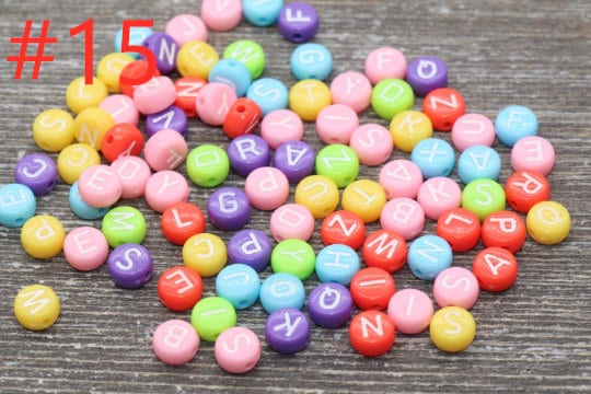 Alphabet Letter Acrylic Beads, Round Acrylic Beads, Plastic Letter Beads, Name Bracelet Beads, ABC Letter Beads, Name Beads, Name Inital 7mm