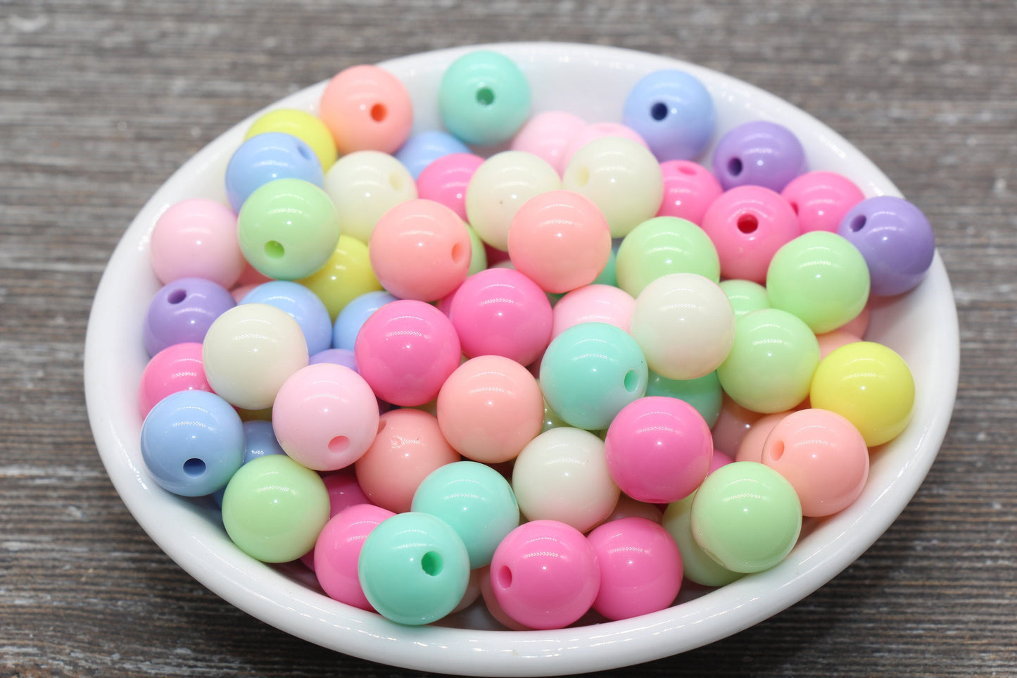 12mm Pastel Multicolored Gumball Beads, Round Acrylic Loose Beads, Bubblegum Beads, Chunky Beads, Round Plastic Beads #1034