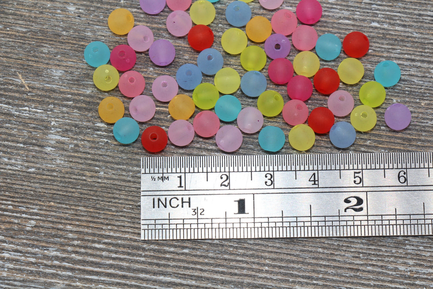 6mm Matte Multicolored Gumball Beads, Round Acrylic Loose Beads, Frosted Bubblegum Beads, Chunky Beads, Round Plastic Beads #739