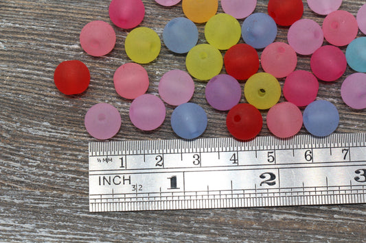 10mm Matte Multicolored Gumball Beads, Round Acrylic Loose Beads, Frosted Bubblegum Beads, Chunky Beads, Round Plastic Beads #738