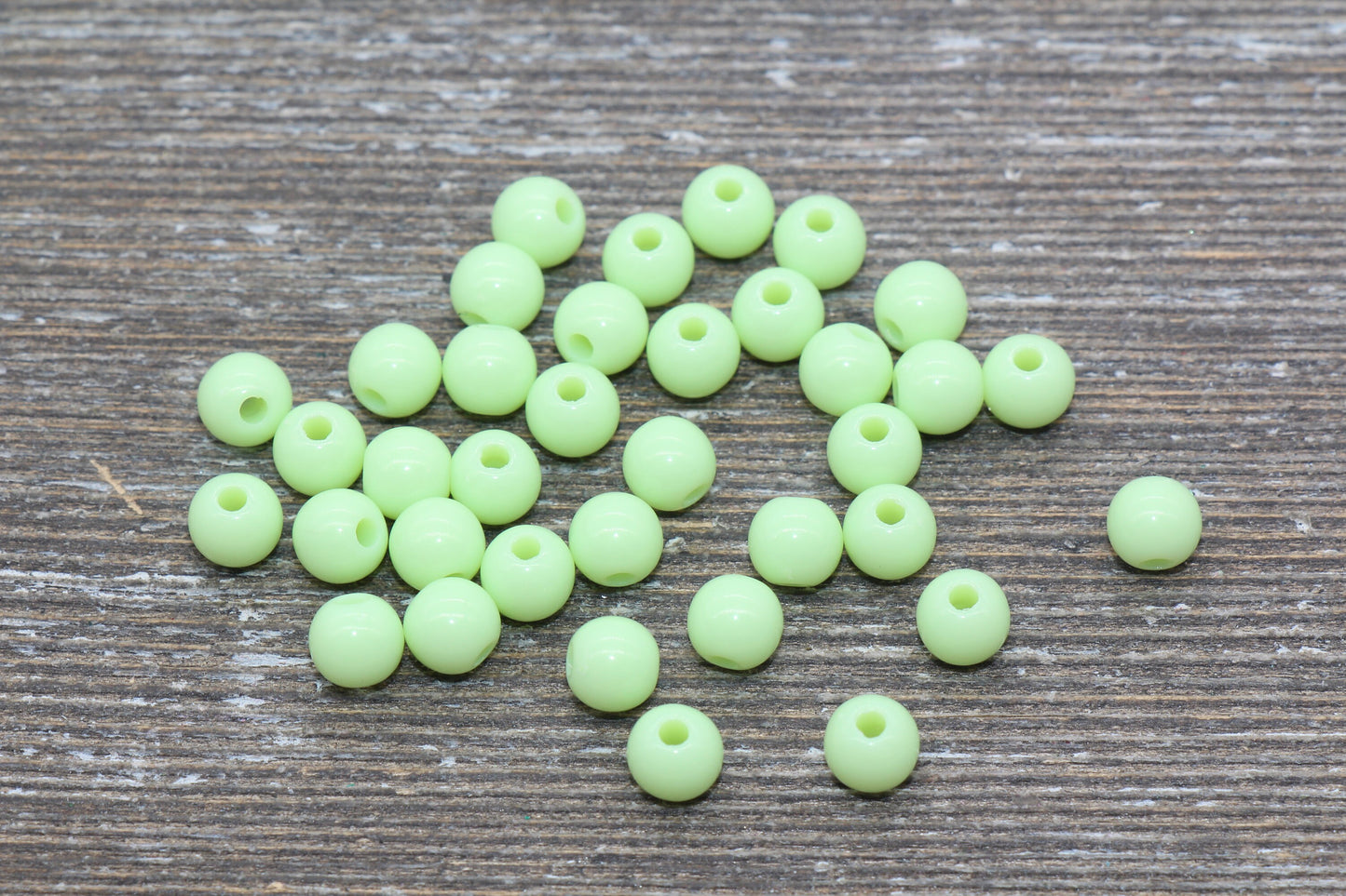 6mm Pale Green Gumball Beads, Round Acrylic Loose Beads, Bubblegum Beads, Chunky Beads, Bubble Gum Beads, Smooth Plastic Round Beads #1064