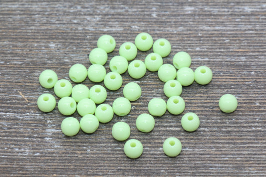 6mm Pale Green Gumball Beads, Round Acrylic Loose Beads, Bubblegum Beads, Chunky Beads, Bubble Gum Beads, Smooth Plastic Round Beads #1064