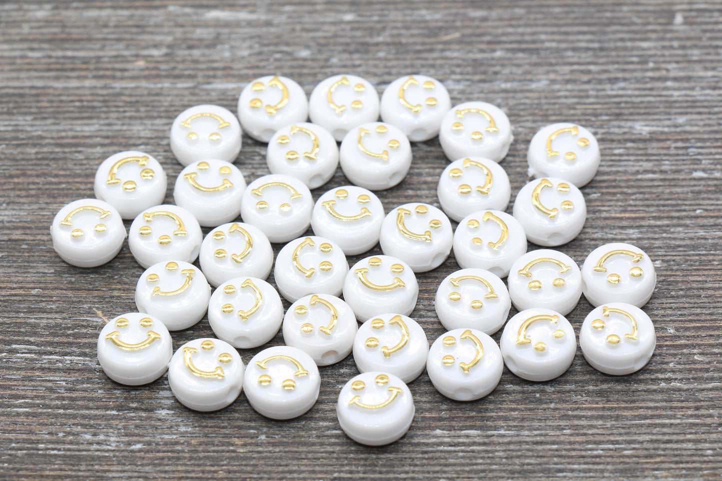 Smiley Face Round Beads, Emoji Beads, Happy Face Beads, Plastic Round Beads Size 10mm