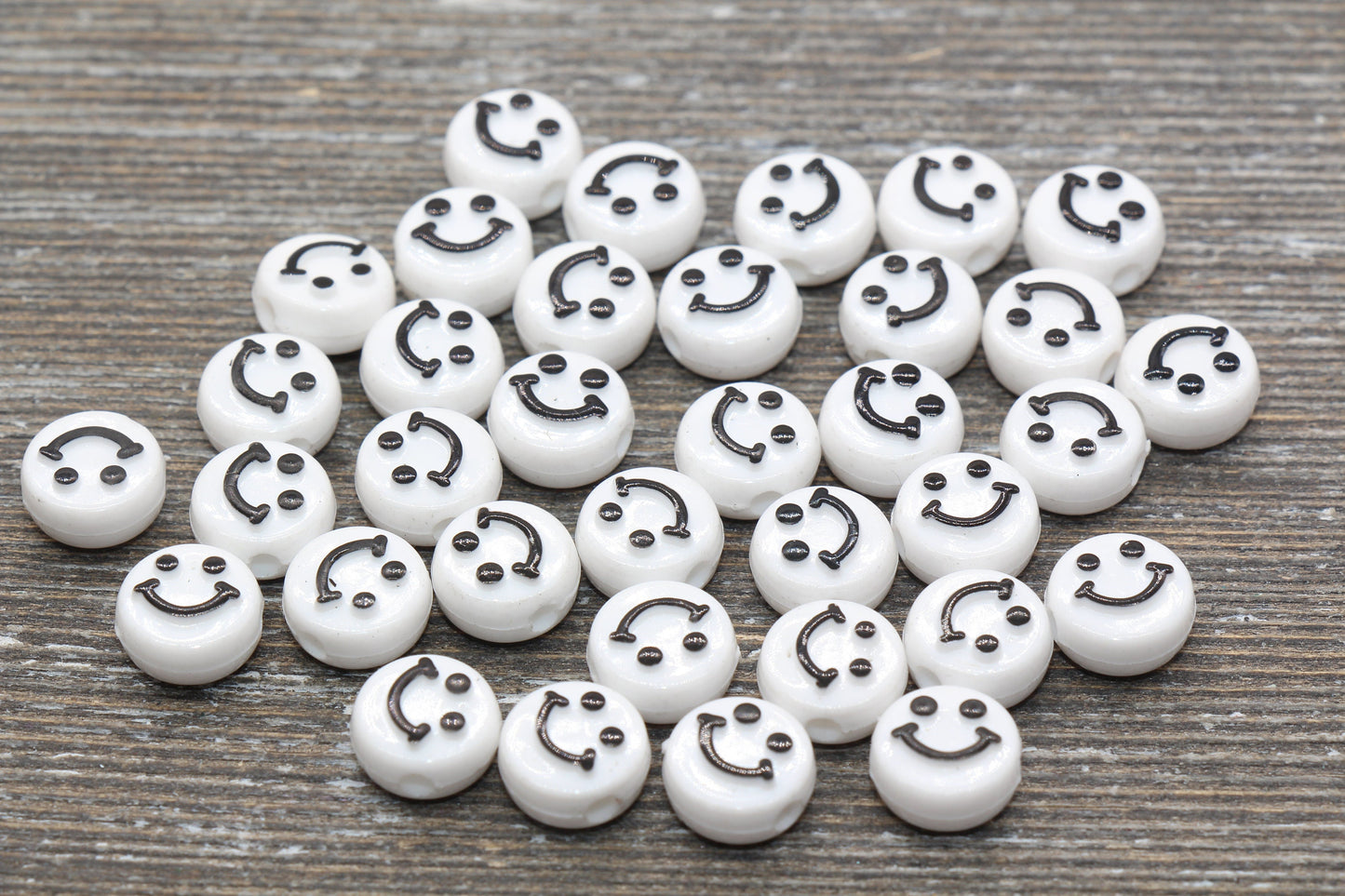 Smiley Face Round Beads, Emoji Beads, Happy Face Beads, Plastic Round Beads Size 10mm
