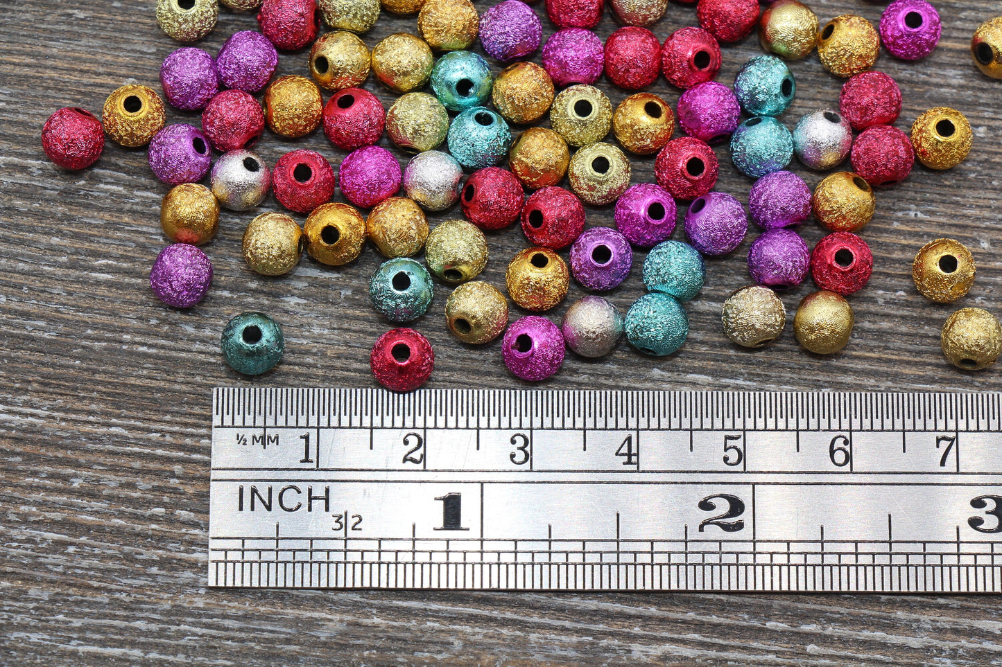 6mm Stardust Beads, Multicolored Wrinkle Gumball Beads, Round Acrylic Loose Beads, Bubblegum Beads, Chunky Beads, Bubble Gum Beads, #1077