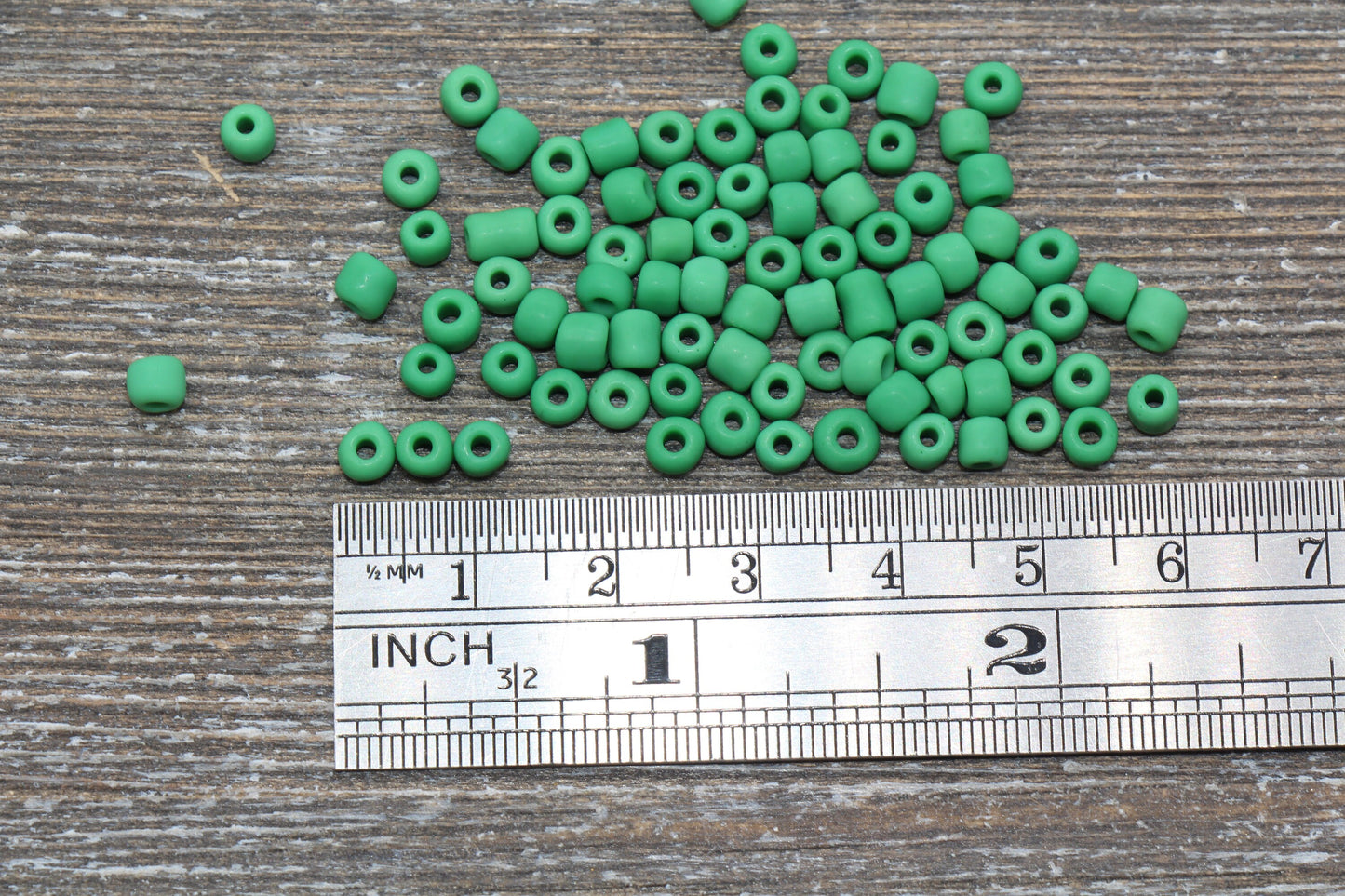 Matte Glass Seed Beads, 4mm 6/0 Glass Round Seed Beads, Matte Green Seed Beads, Green Glass Rocailles Beads, Beading Supplies #1087