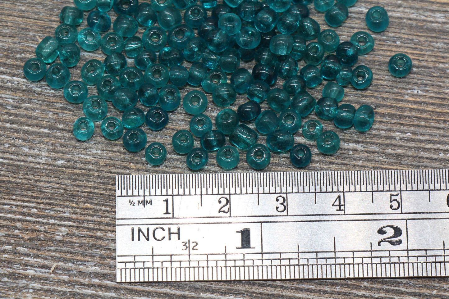 Transparent Glass Seed Beads, 4mm 6/0 Glass Round Seed Beads, Teal Trans Seed Beads, Rocailles Beads, Beading Supplies #1105