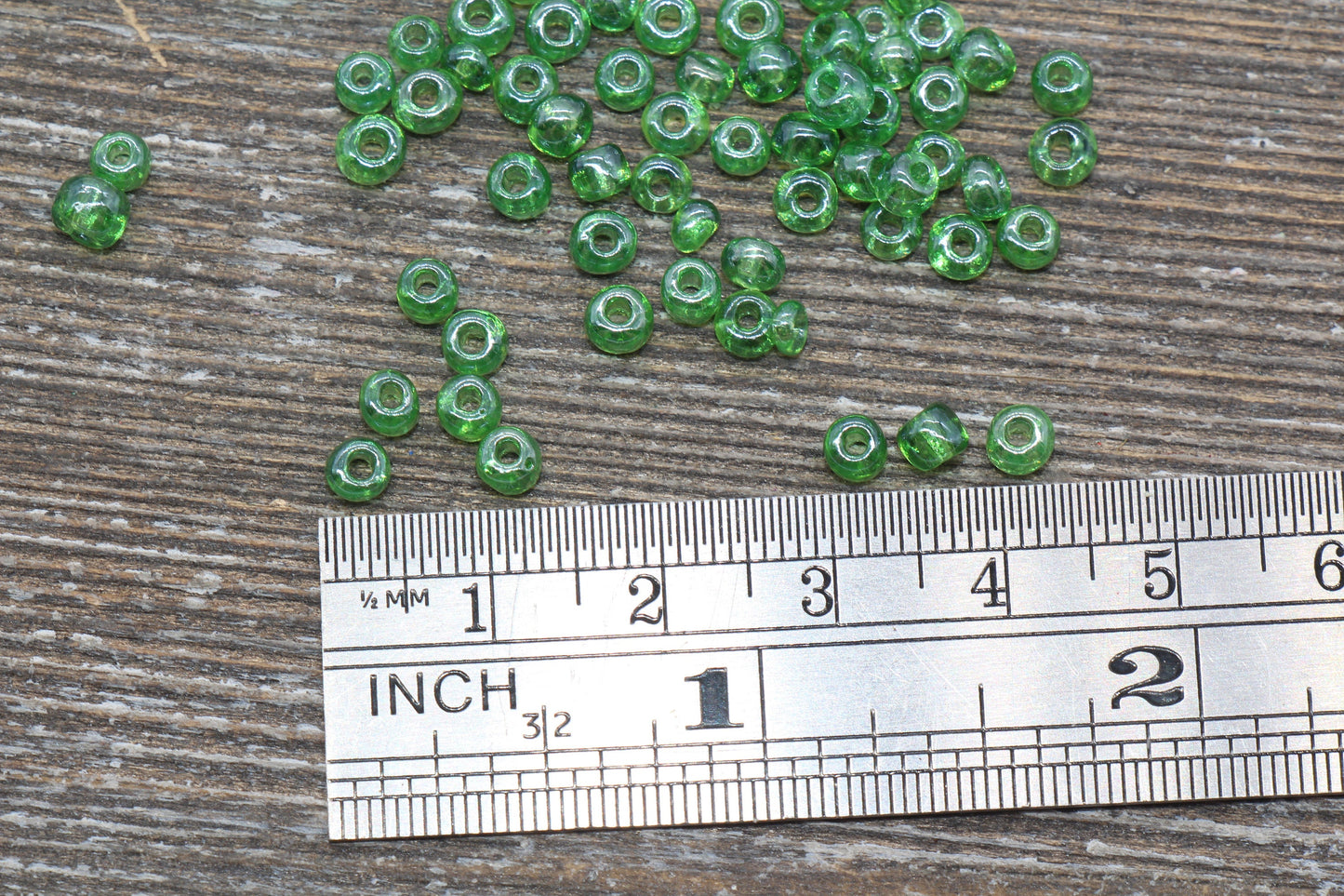 Glossy Transparent Glass Seed Beads, 4mm 6/0 Glass Round Seed Beads, Green Trans Seed Beads, Rocailles Beads, Beading Supplies #1120