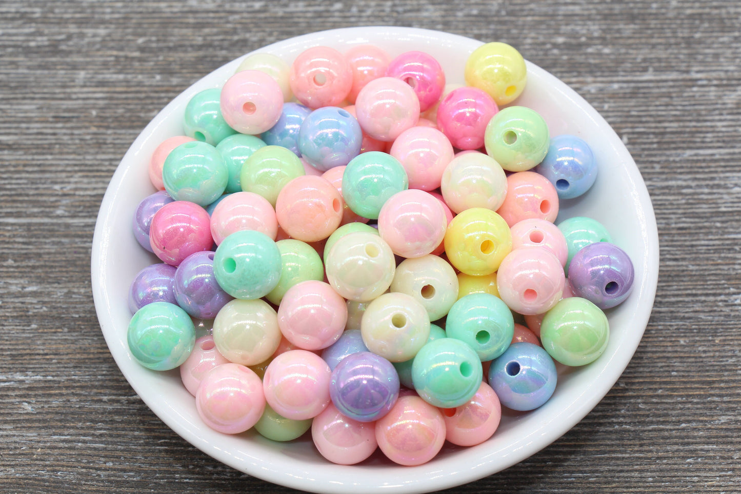 12mm Pastel AB Multicolored Gumball Beads, Iridescent Round Acrylic Loose Beads, Bubblegum Beads, Chunky Beads, Smooth Round Beads #1058