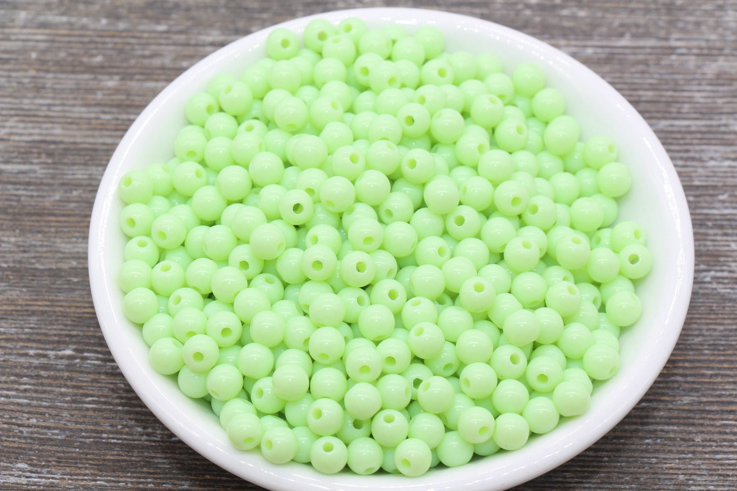 6mm Pale Green Gumball Beads, Round Acrylic Loose Beads, Bubblegum Beads, Chunky Beads, Bubble Gum Beads, Smooth Plastic Round Beads #1064