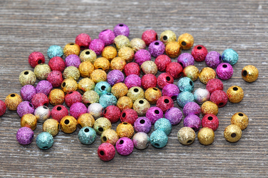 6mm Stardust Beads, Multicolored Wrinkle Gumball Beads, Round Acrylic Loose Beads, Bubblegum Beads, Chunky Beads, Bubble Gum Beads, #1077