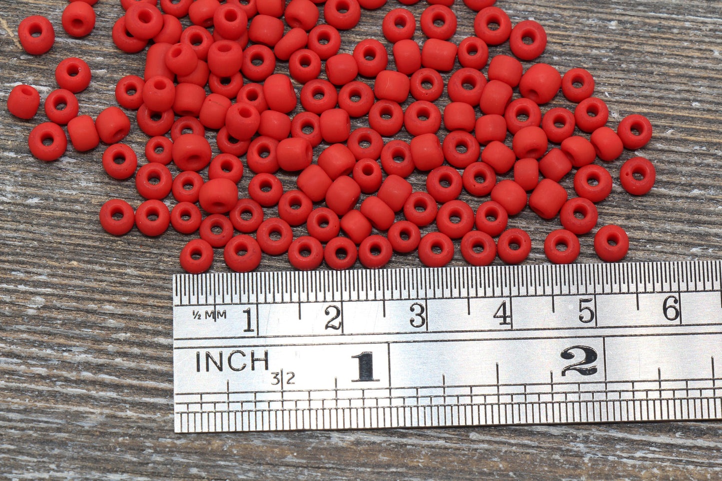Matte Glass Seed Beads, 4mm 6/0 Glass Round Seed Beads, Matte Red Seed Beads, Red Glass Rocailles Beads, Beading Supplies #1082